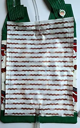 100% Cotton Catheter Night Bag Holder with Handle. Festive Season. Santa. Cover for a Catheter Night Bag.
