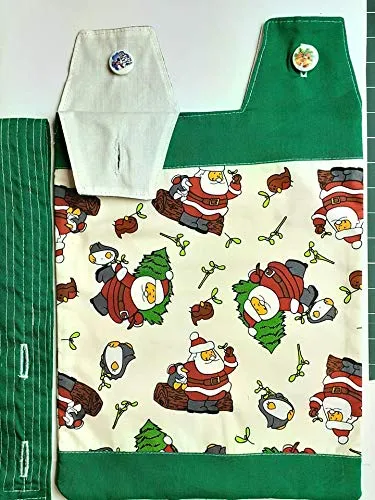 100% Cotton Catheter Night Bag Holder with Handle. Festive Season. Santa. Cover for a Catheter Night Bag.