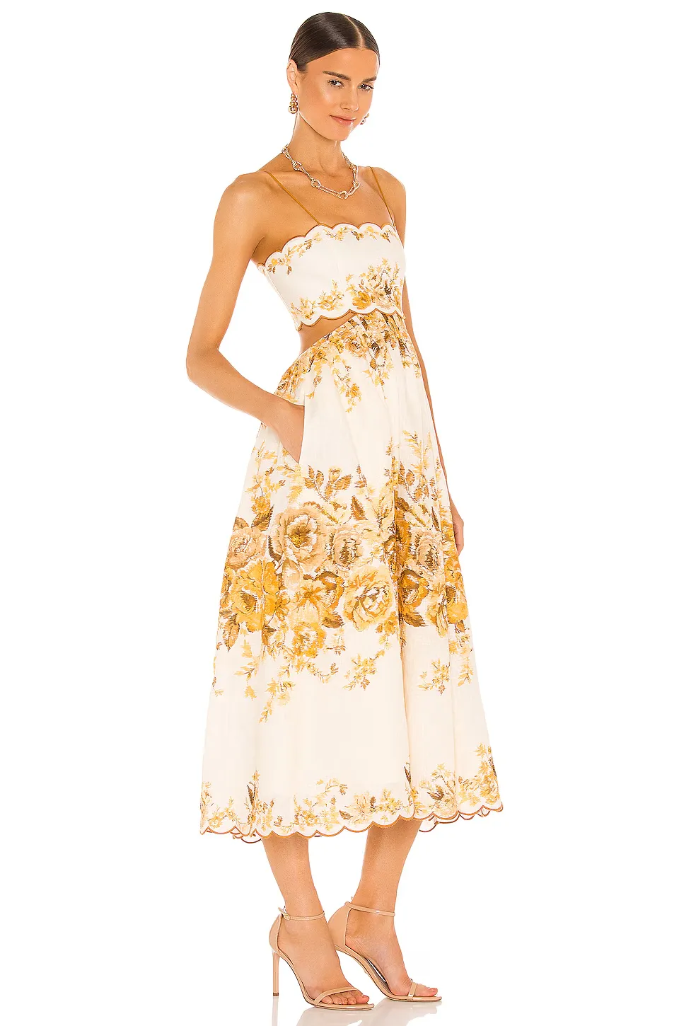Aliane Scallop Stylish Midi Dress