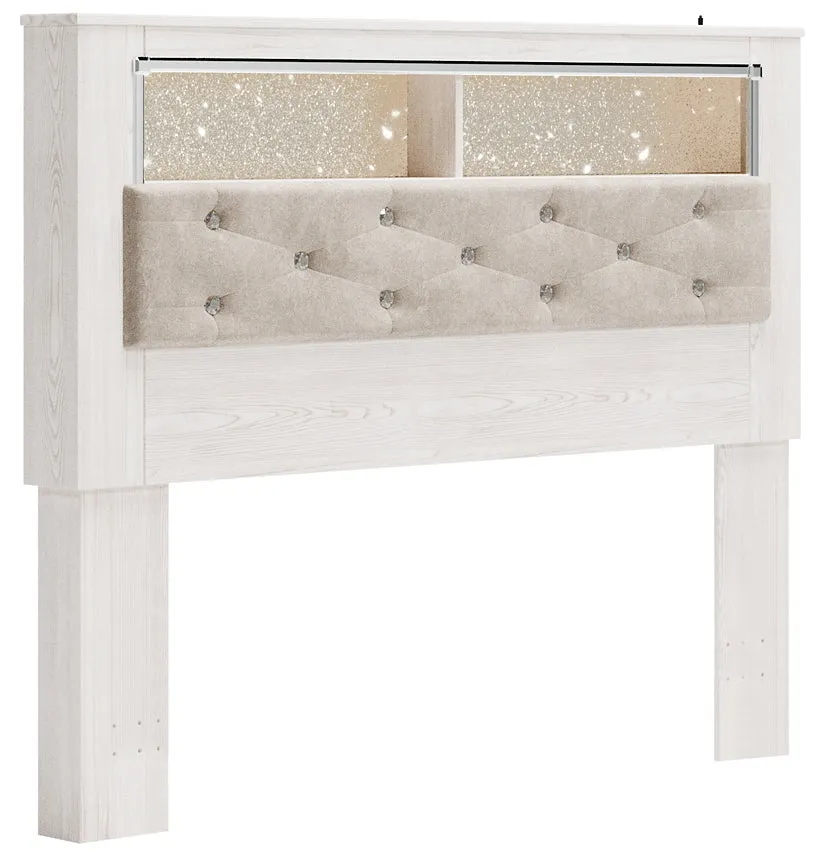 Altyra Queen Bookcase Headboard Bed with Mirrored Dresser