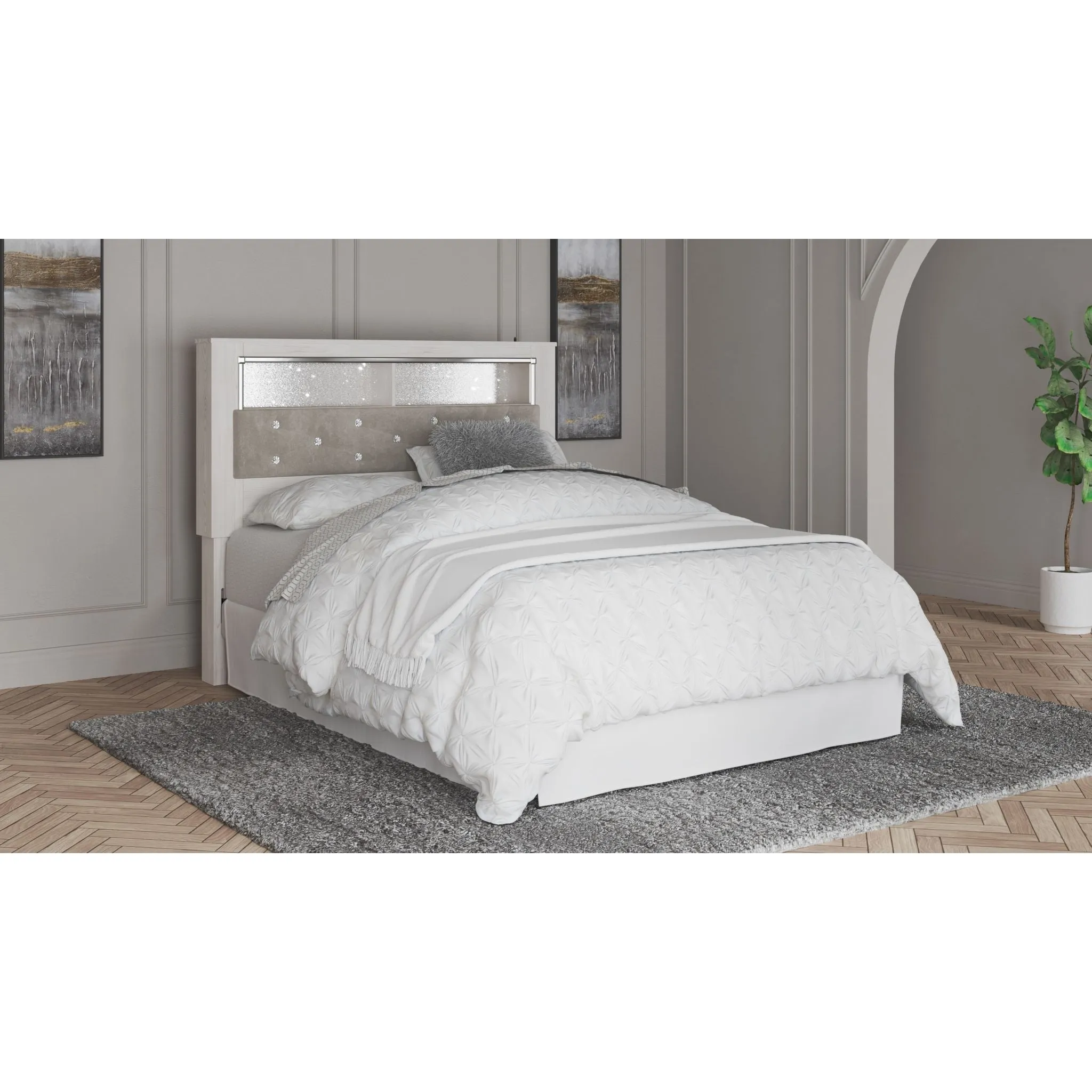 Altyra Queen Bookcase Headboard - White