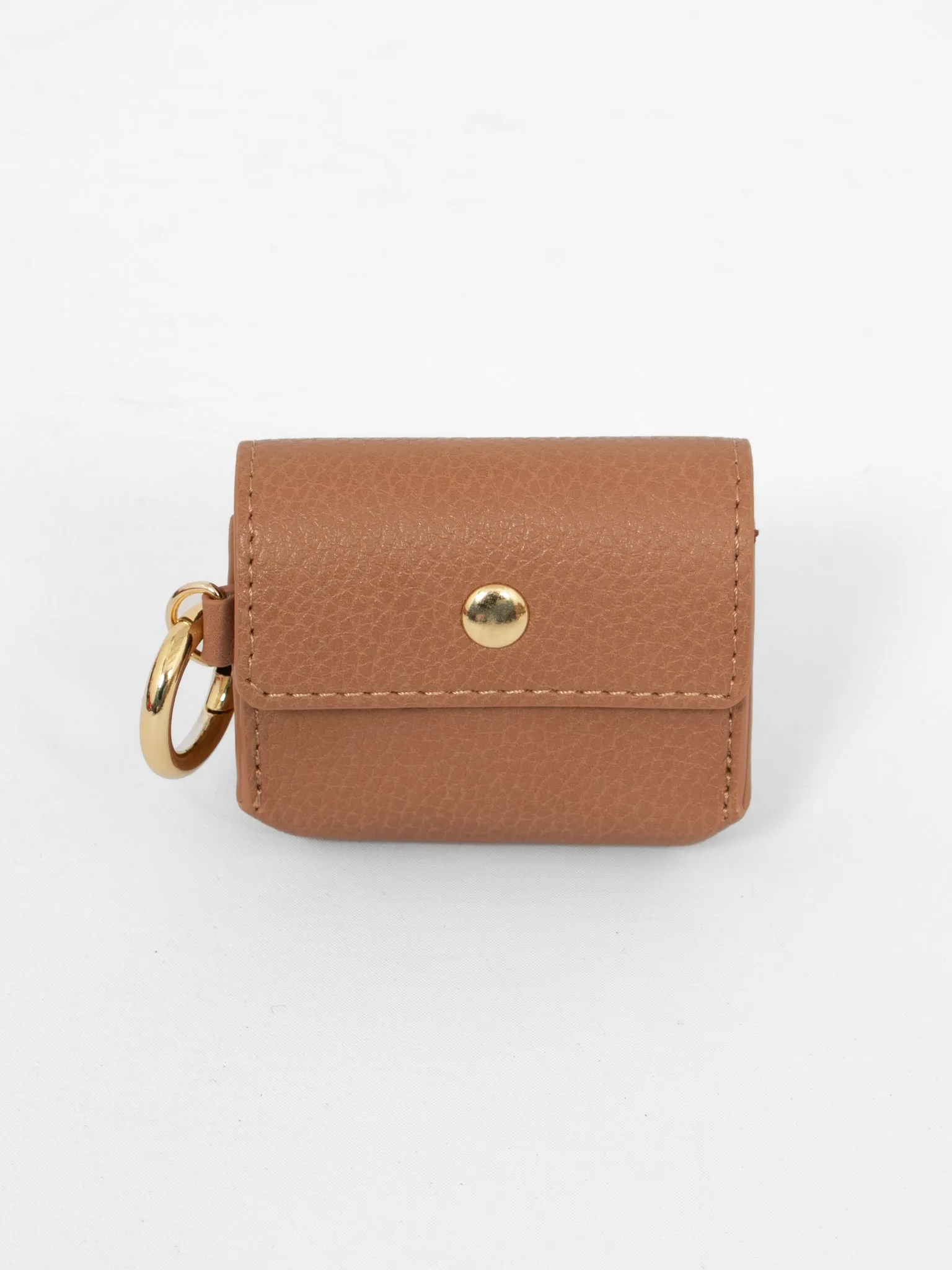 Asher Wireless Earbuds Case - Tan, Faux Leather