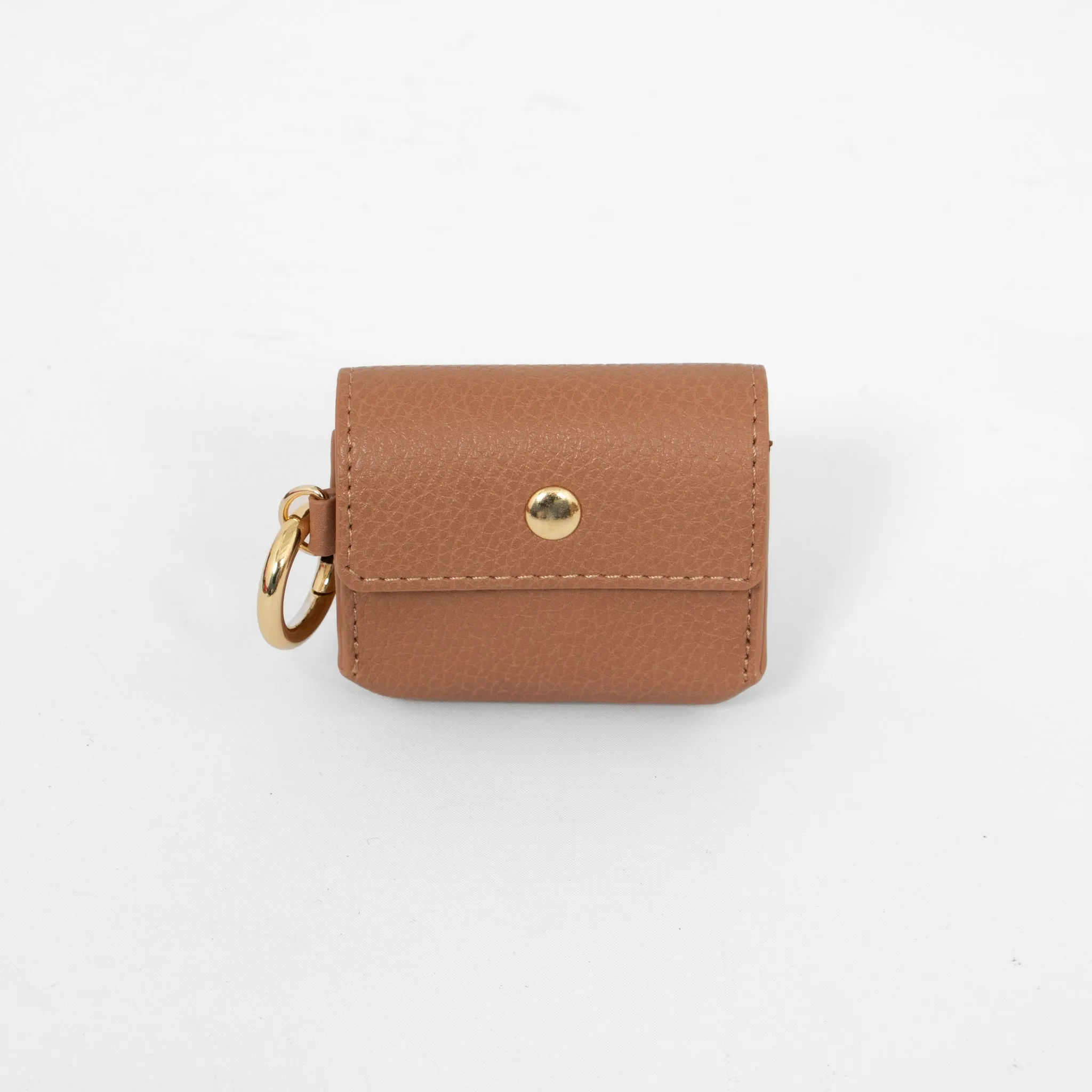 Asher Wireless Earbuds Case - Tan, Faux Leather