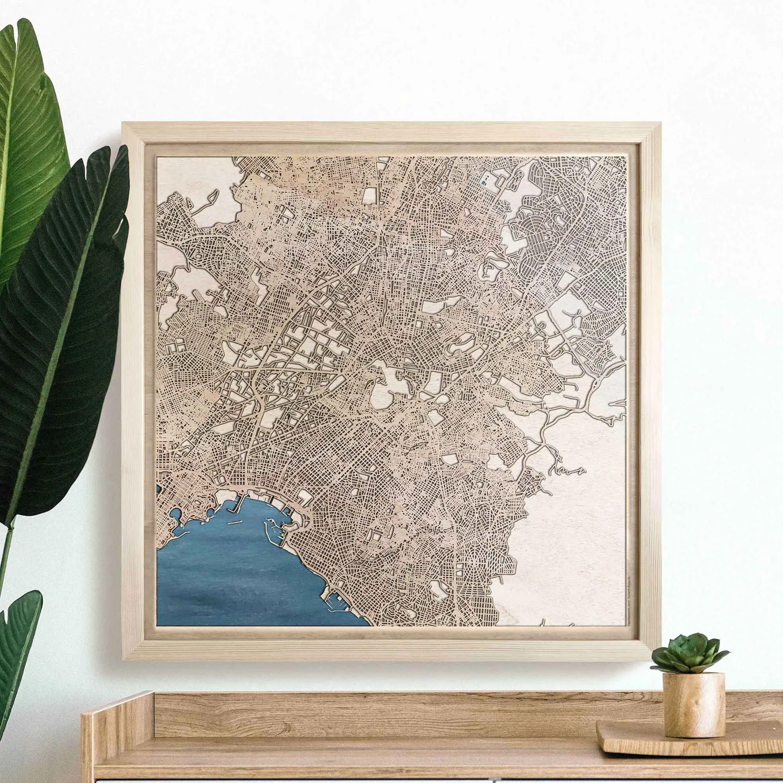 Athens Wooden Map