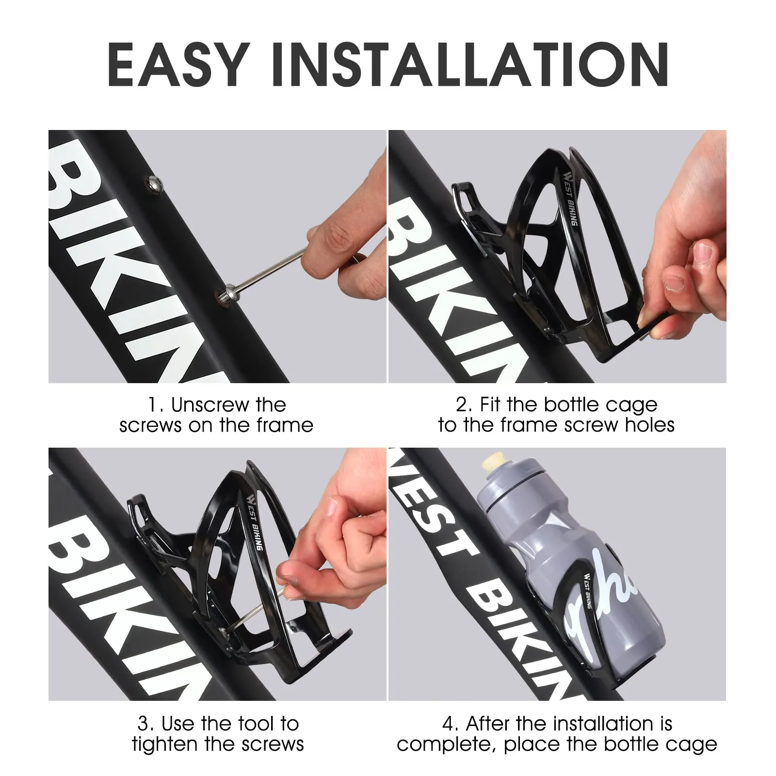 Bike Water Bottle Cage, Durable Ultralight Plastic Water Drink Holder Rack , Lightweight PC Water Bottle Holder for Bicycle, Cycling Bottle Holder Cages for MTB, Road Bike, Mountain Bikes