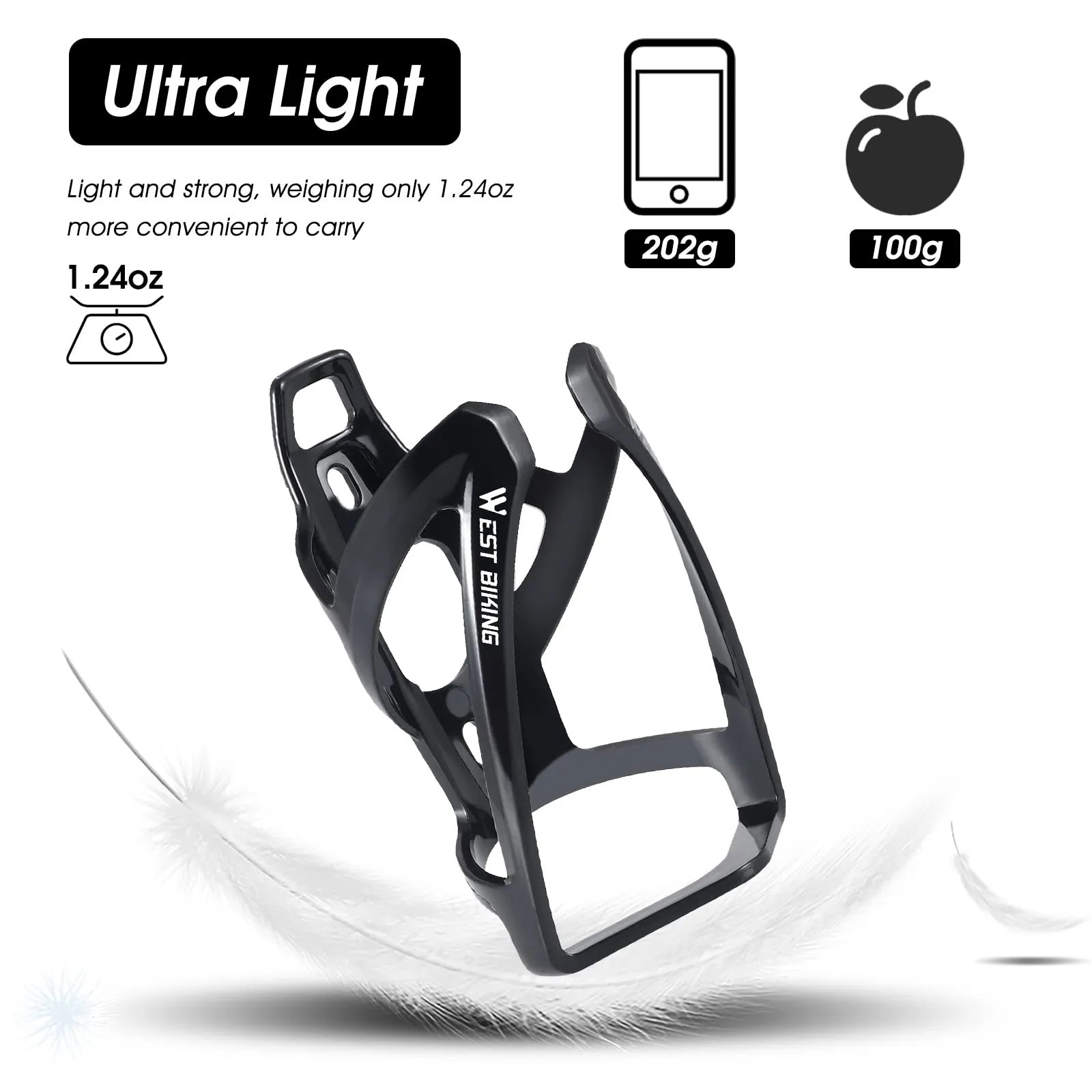 Bike Water Bottle Cage, Durable Ultralight Plastic Water Drink Holder Rack , Lightweight PC Water Bottle Holder for Bicycle, Cycling Bottle Holder Cages for MTB, Road Bike, Mountain Bikes