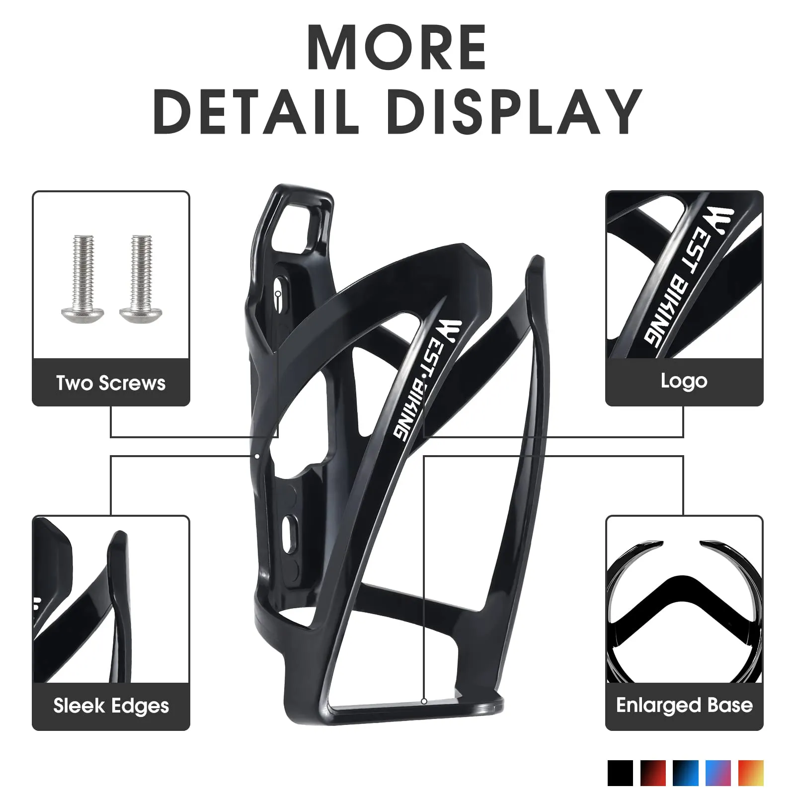 Bike Water Bottle Cage, Durable Ultralight Plastic Water Drink Holder Rack , Lightweight PC Water Bottle Holder for Bicycle, Cycling Bottle Holder Cages for MTB, Road Bike, Mountain Bikes