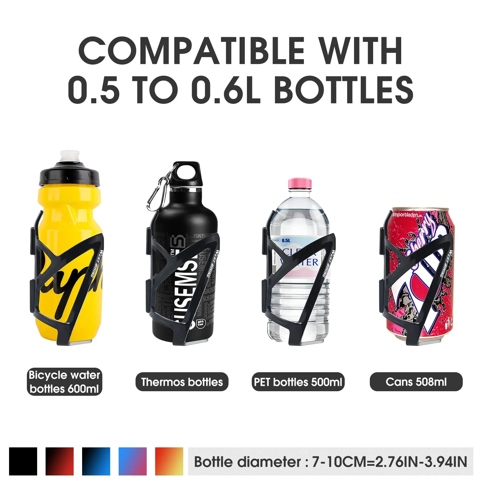 Bike Water Bottle Cage, Durable Ultralight Plastic Water Drink Holder Rack , Lightweight PC Water Bottle Holder for Bicycle, Cycling Bottle Holder Cages for MTB, Road Bike, Mountain Bikes
