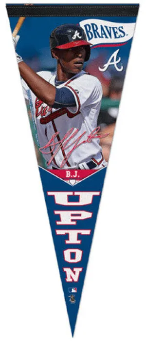B.J. Upton "Signature" Atlanta Braves Premium Felt Collector's Pennant - Wincraft 2013 B.J. Upton "Signature" Atlanta Braves Premium Felt Collector's Pennant - Wincraft 2013