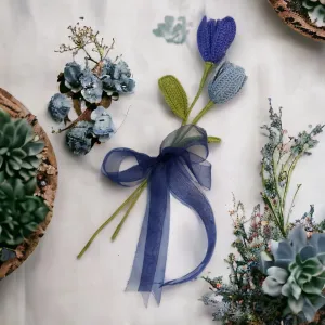 Blue open tulips Handmade Crochet