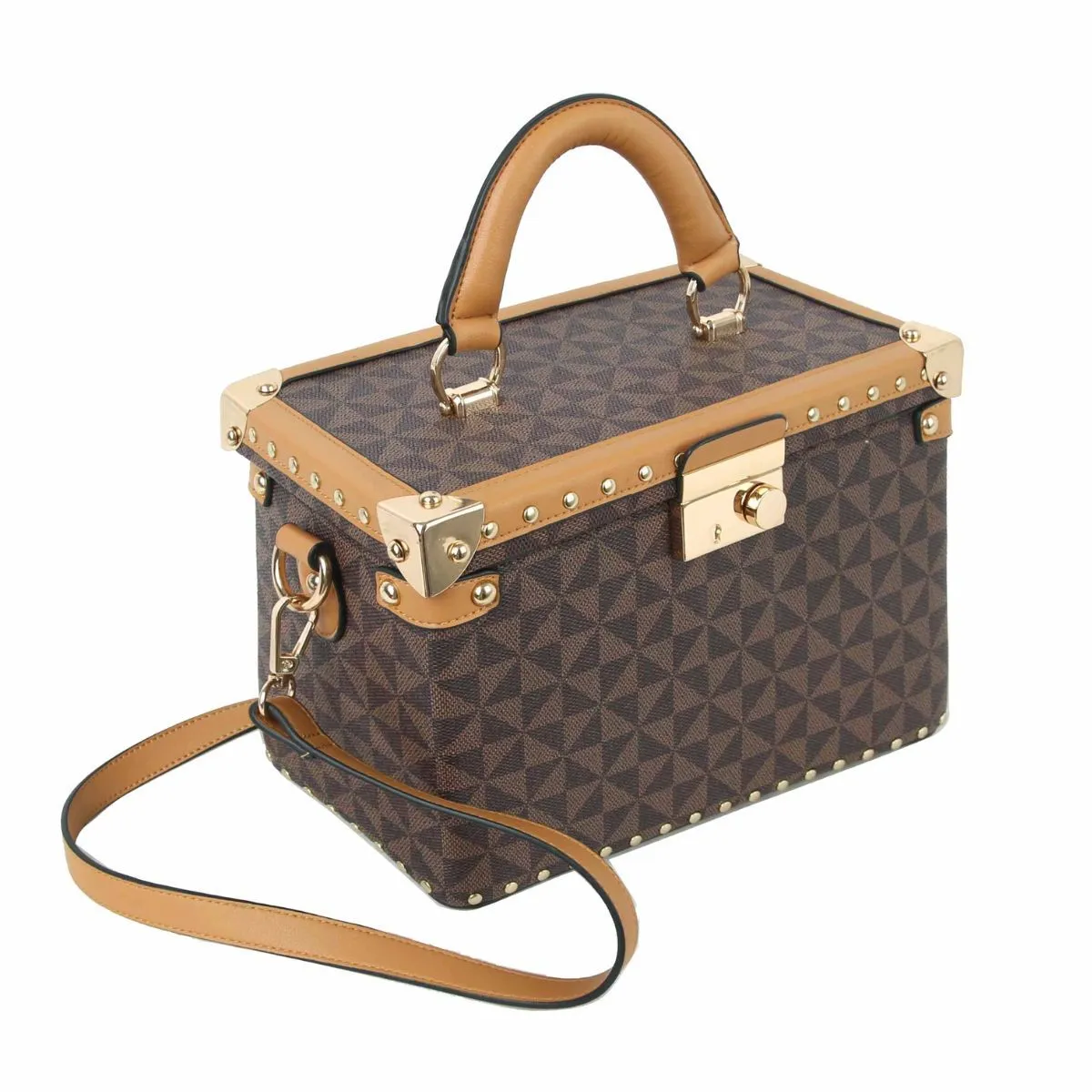Brown Square Trunk Handbag