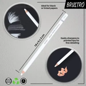 BRUSTRO Artists� White Charcoal Pencil Set of 3   1 pencil eraser