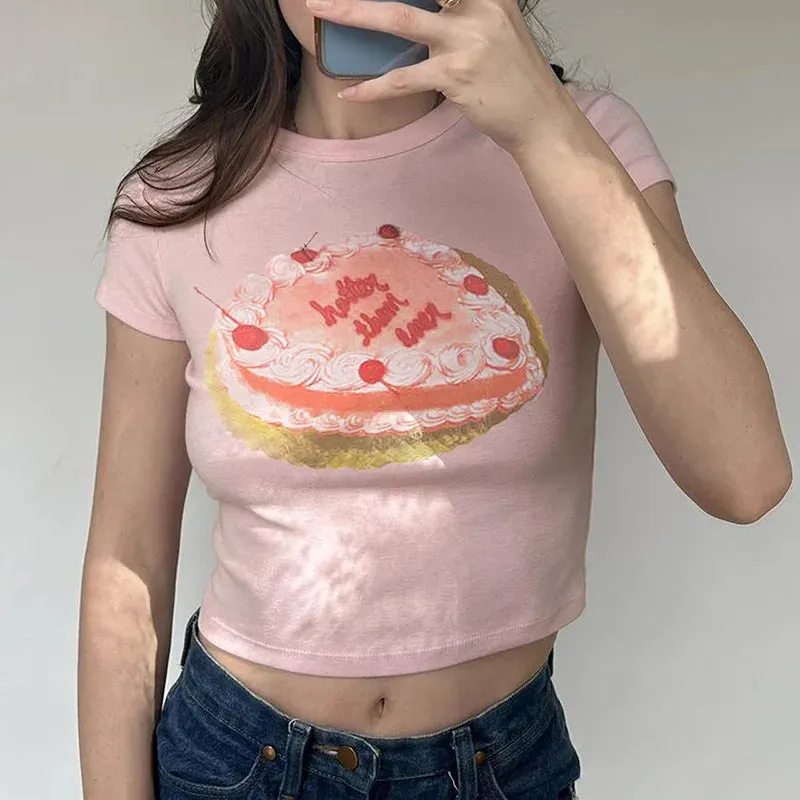 Cake Graphic Stylish Print Tee