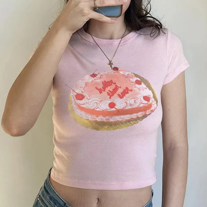 Cake Graphic Stylish Print Tee