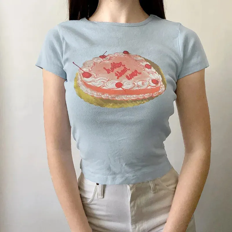 Cake Graphic Stylish Print Tee