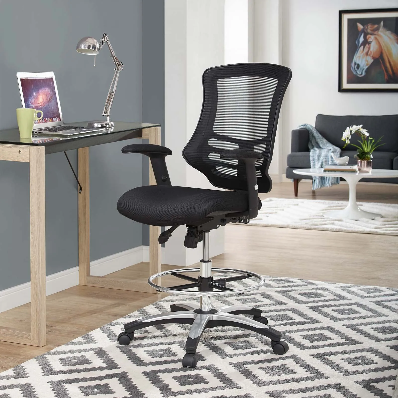 Calibrate Mesh Drafting Chair Black EEI-3043-BLK
