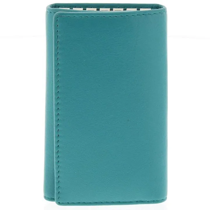 Calvin Key Ring Leather Wallet - Turquoise
