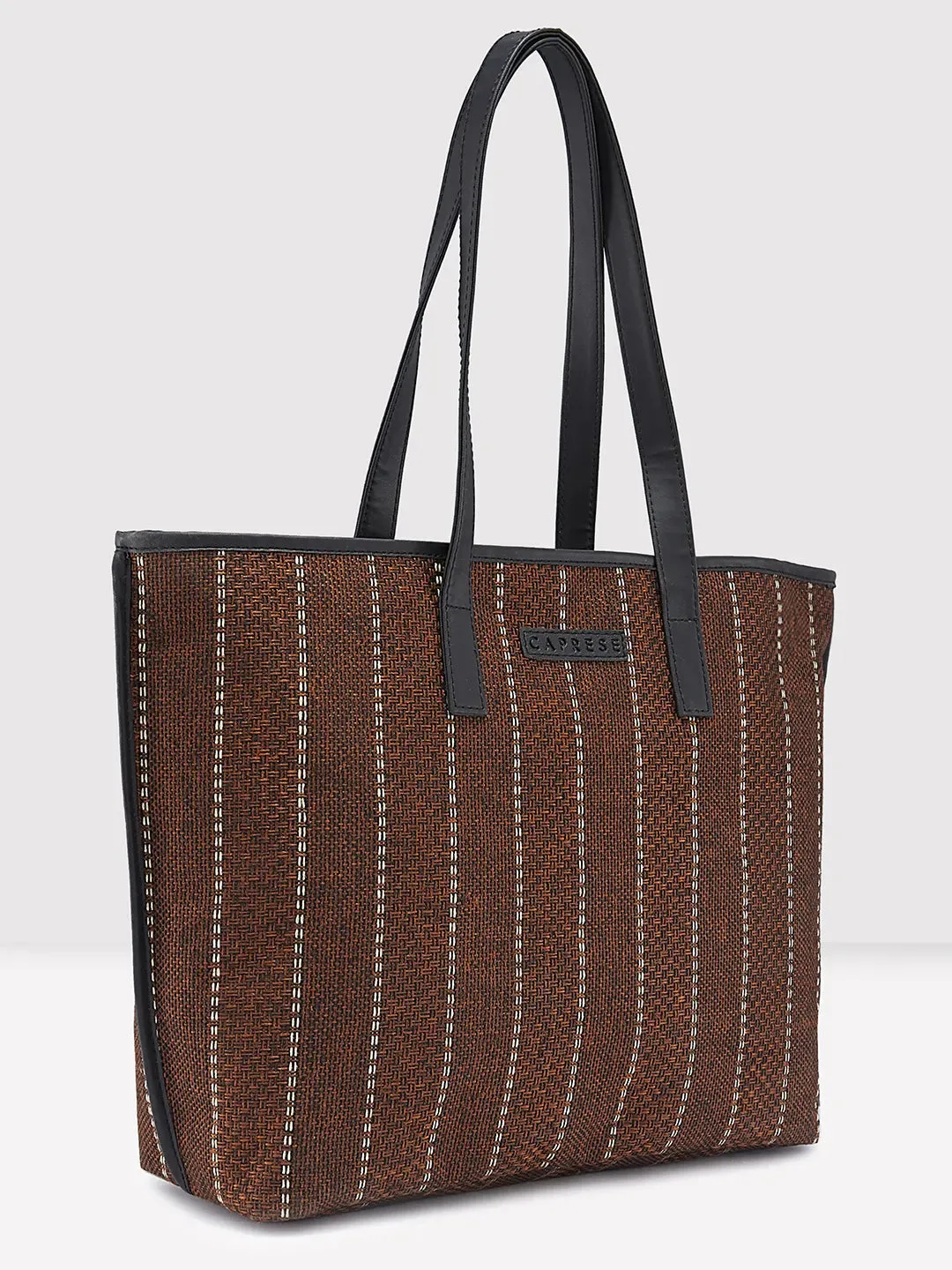 Caprese Evana Tote Medium Striped Women'S Handbag Rust