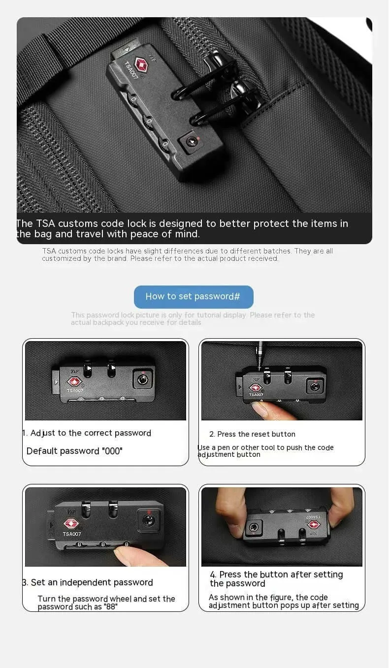 Compression Travel Backpack – USB Charger & Anti-Theft
