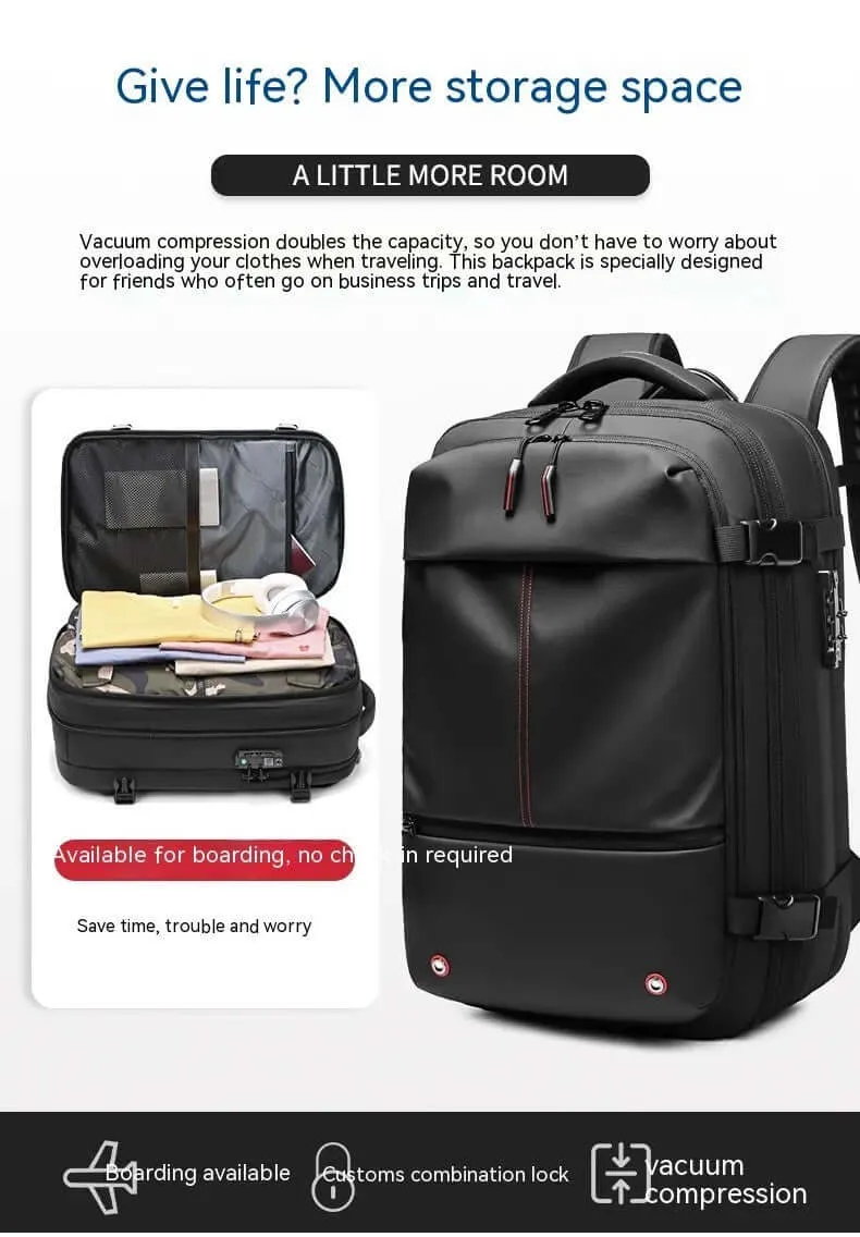 Compression Travel Backpack – USB Charger & Anti-Theft