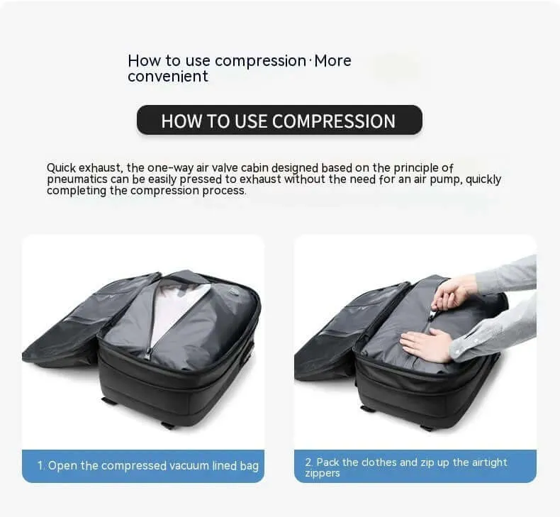 Compression Travel Backpack – USB Charger & Anti-Theft