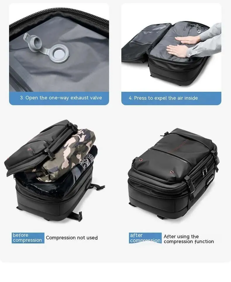 Compression Travel Backpack – USB Charger & Anti-Theft