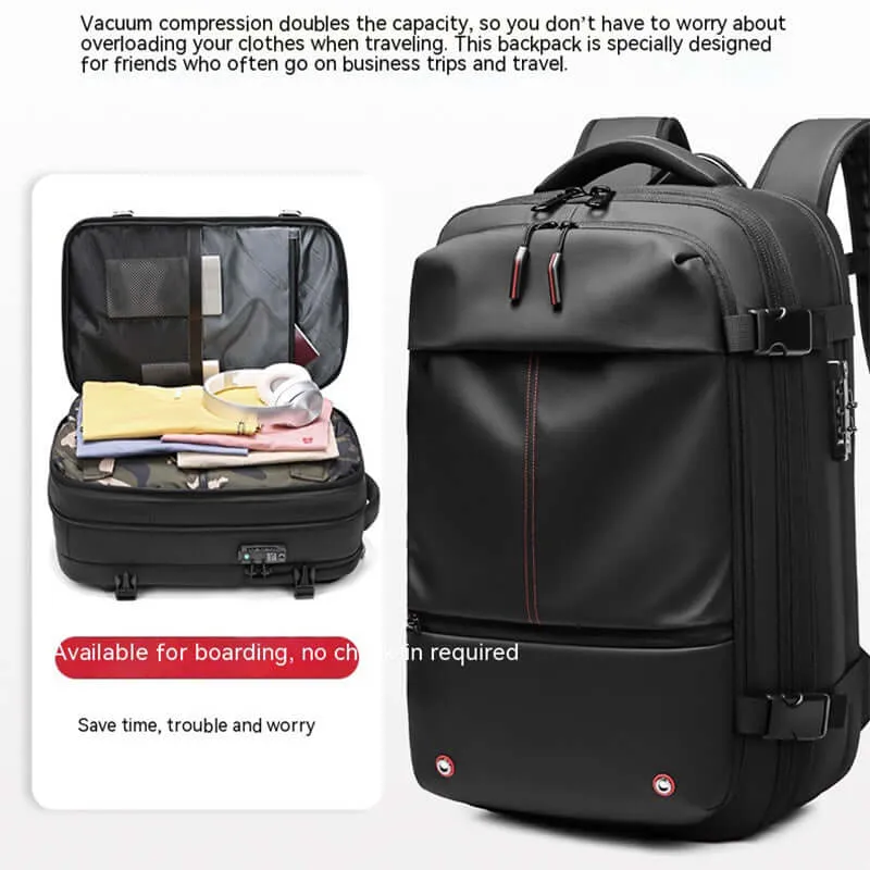 Compression Travel Backpack – USB Charger & Anti-Theft
