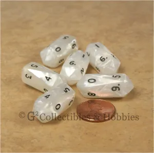 D10 Crystal Pearl Dice 6pc Set - White