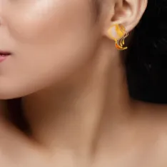 Distinctively Designed 22k Gold Earrings Adorned With A Woman Outline