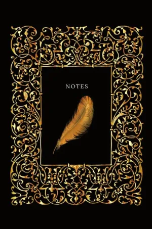 Elegant Black and Gold Feather Notebook