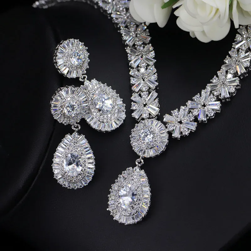Exclusive Dubai Gold Plated Luxury Necklace, Earring, & Bracelet Jewelry Set
