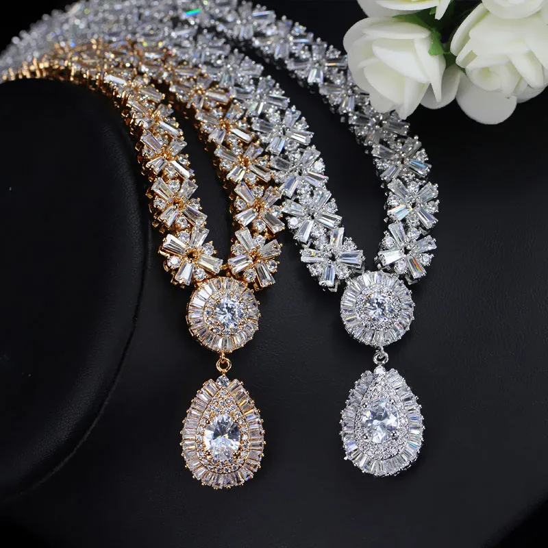 Exclusive Dubai Gold Plated Luxury Necklace, Earring, & Bracelet Jewelry Set