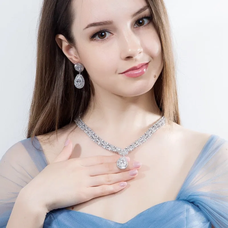 Exclusive Dubai Gold Plated Luxury Necklace, Earring, & Bracelet Jewelry Set