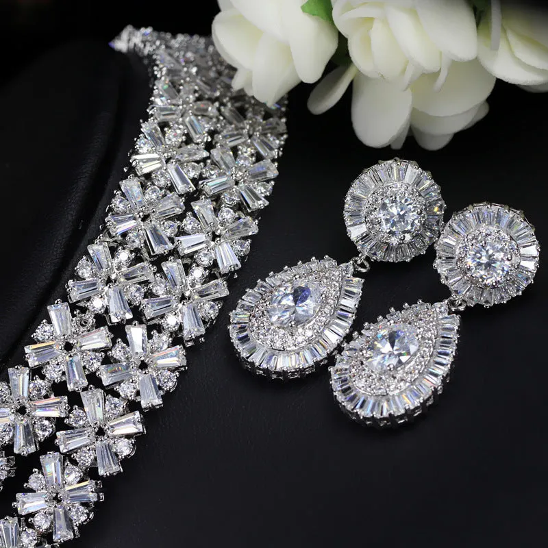 Exclusive Dubai Gold Plated Luxury Necklace, Earring, & Bracelet Jewelry Set