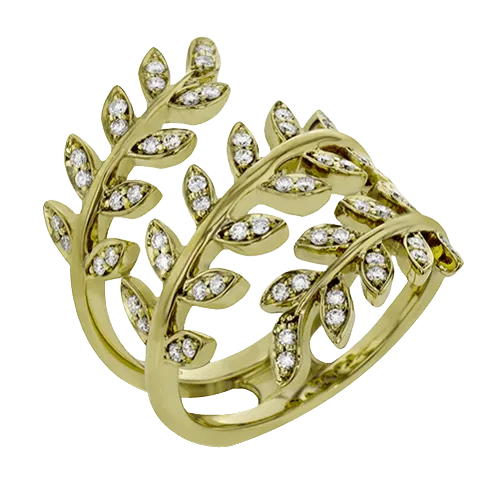 Fallen Leaves Fashion Ring In 18k Gold With Diamonds