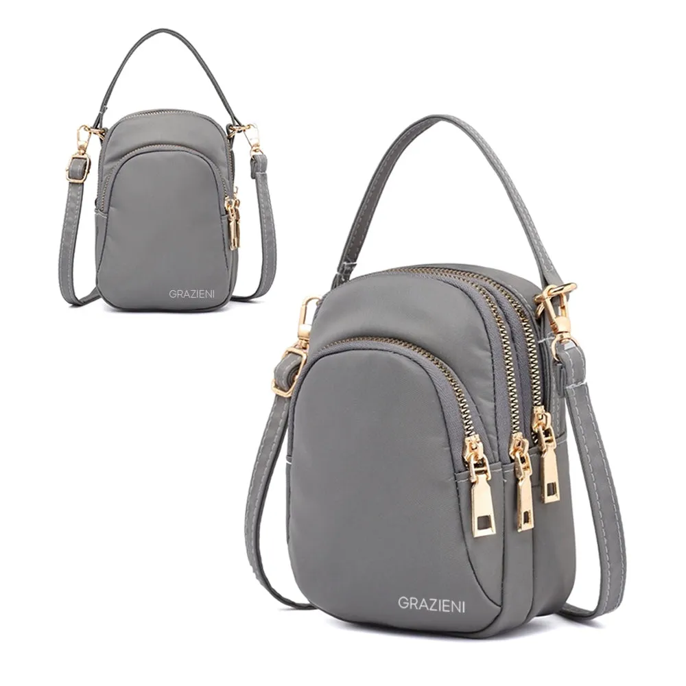 GRAZIENI Nylon Crossbody Sling Bag - Grey