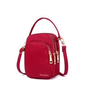 GRAZIENI Nylon Crossbody Sling Bag - Red