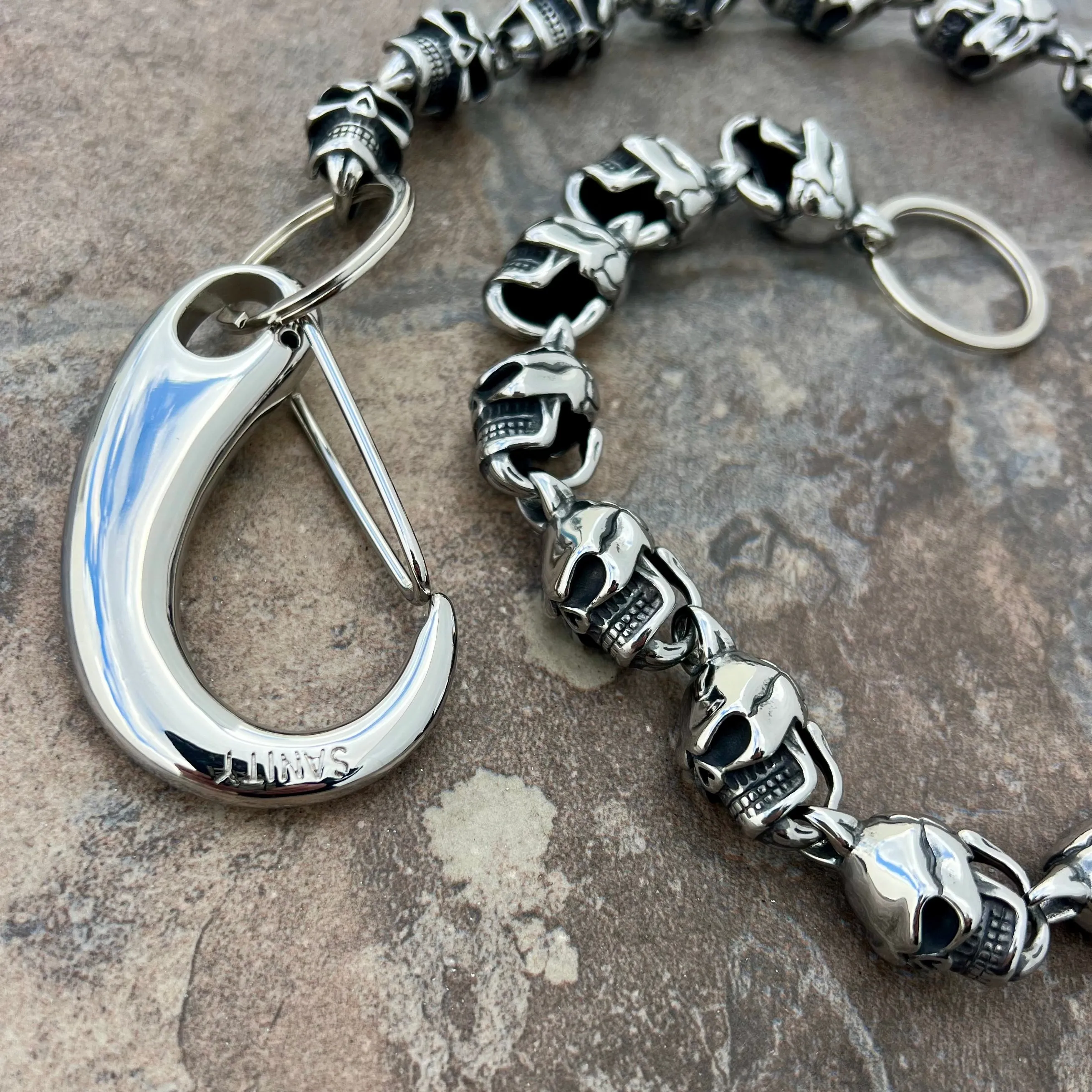 Hellride Classic Skull Wallet Chain Polished 1.5" - W/ Sanity’s Polished Hook Clip