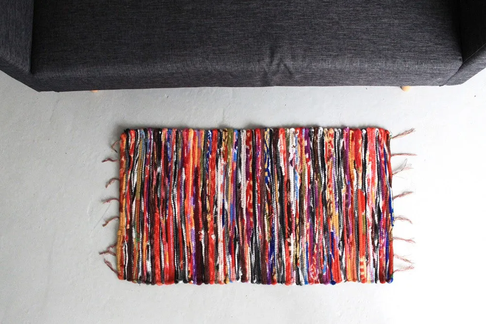 Indian Velvet Rag Rug - Small