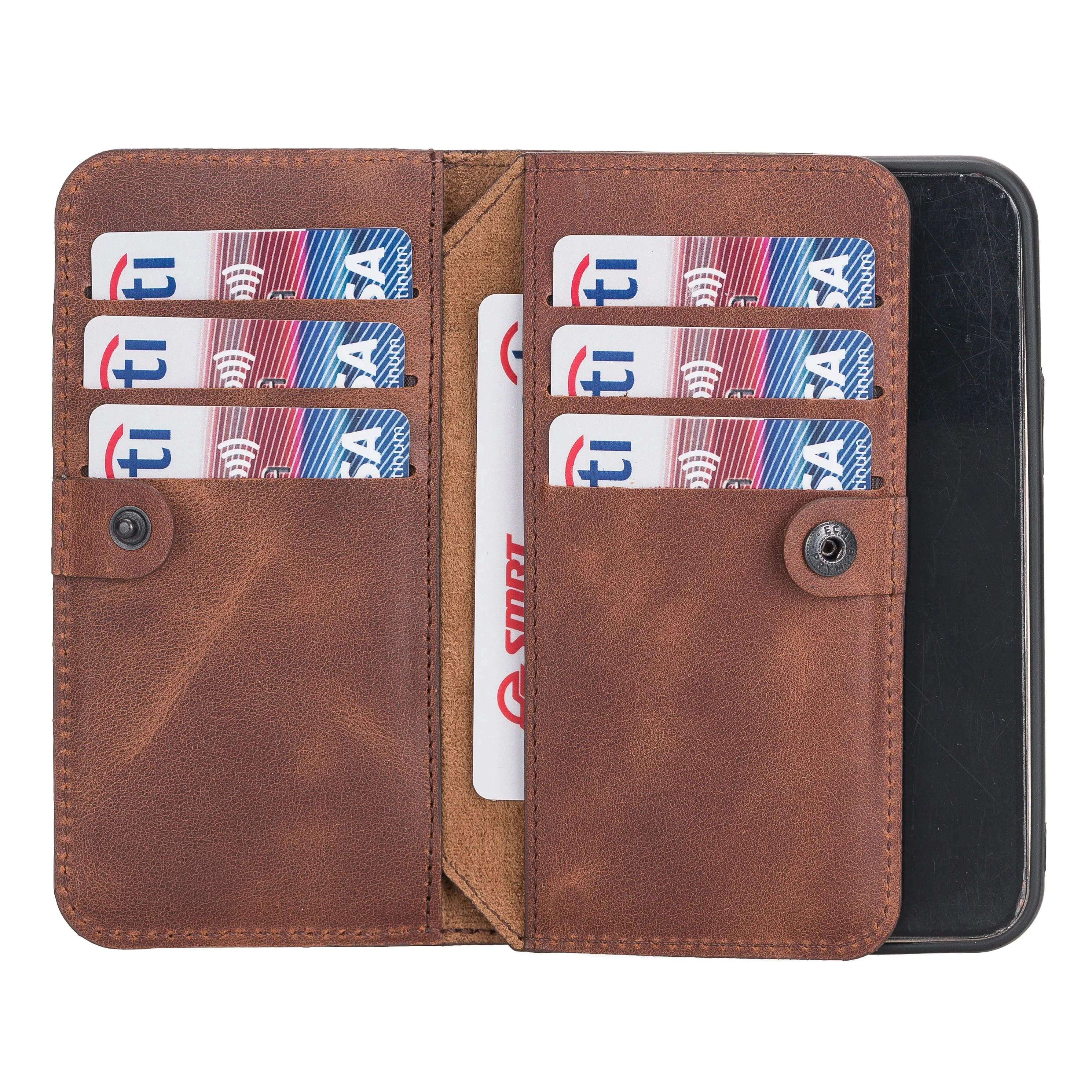 iPhone 12 Leather Dual Fold Phone Wallet Case