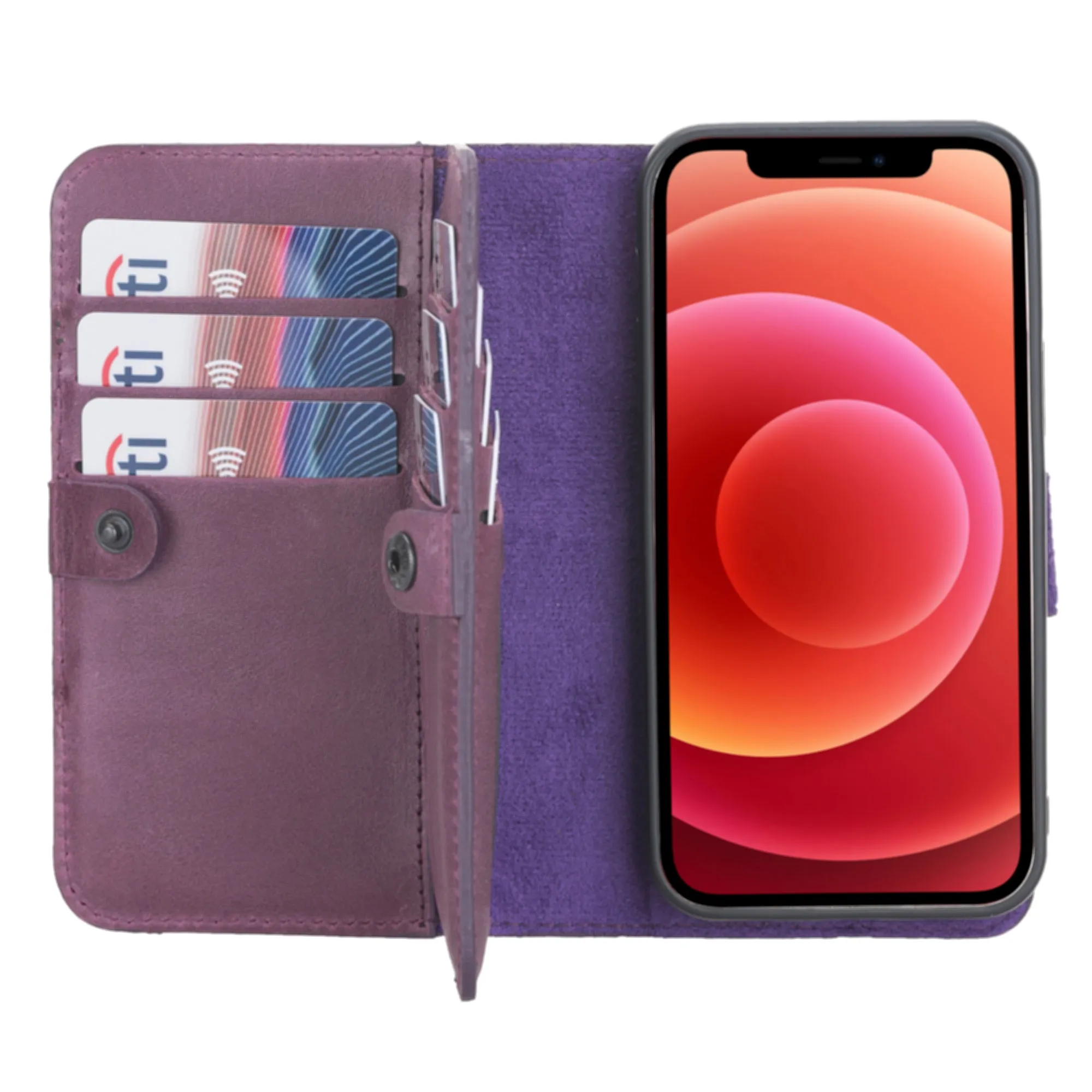 iPhone 12 Leather Dual Fold Phone Wallet Case