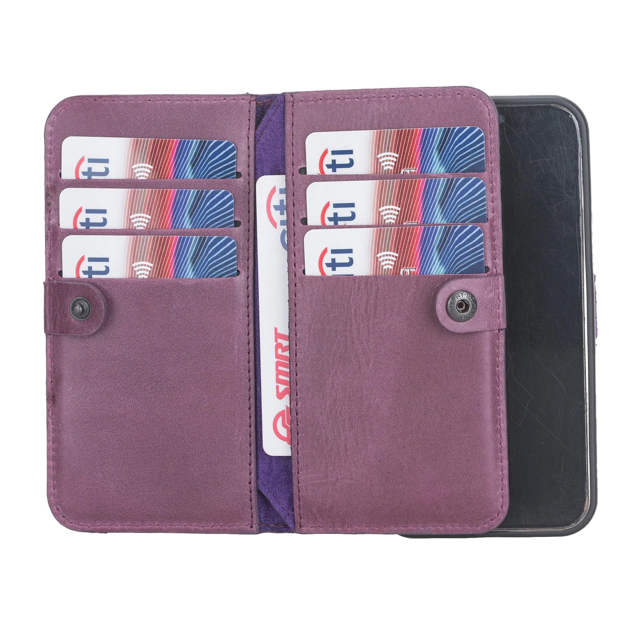 iPhone 12 Leather Dual Fold Phone Wallet Case