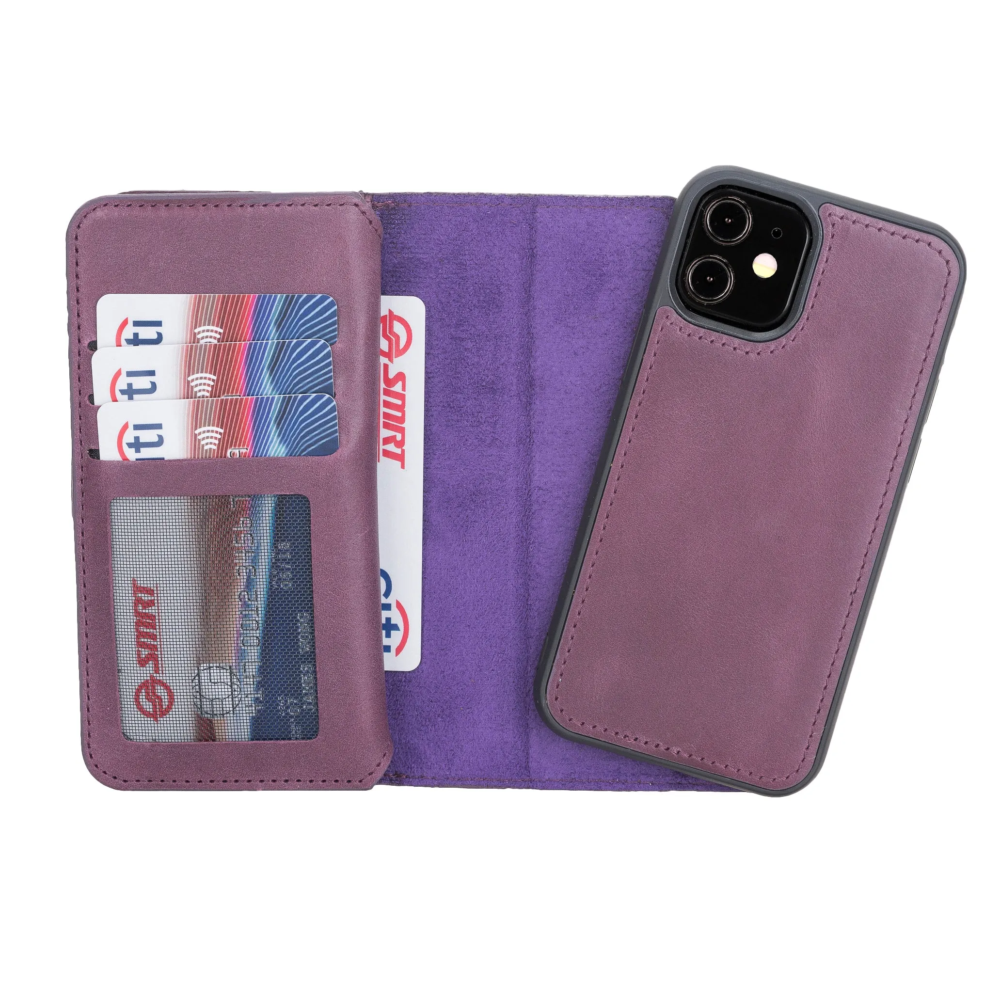 iPhone 12 Leather Dual Fold Phone Wallet Case