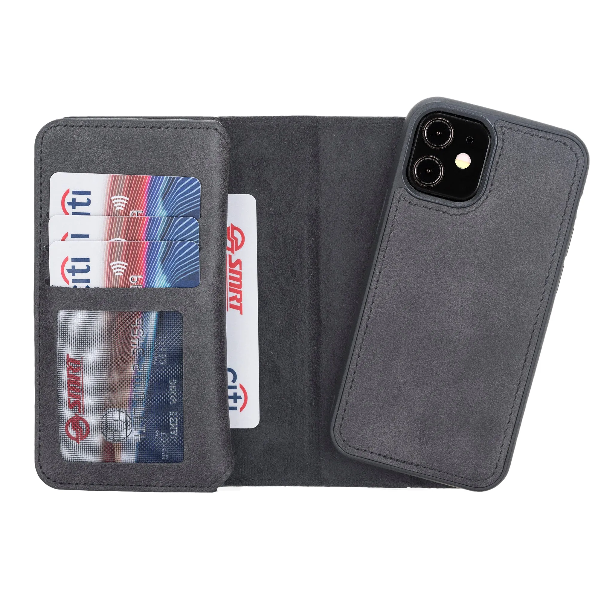 iPhone 12 Leather Dual Fold Phone Wallet Case