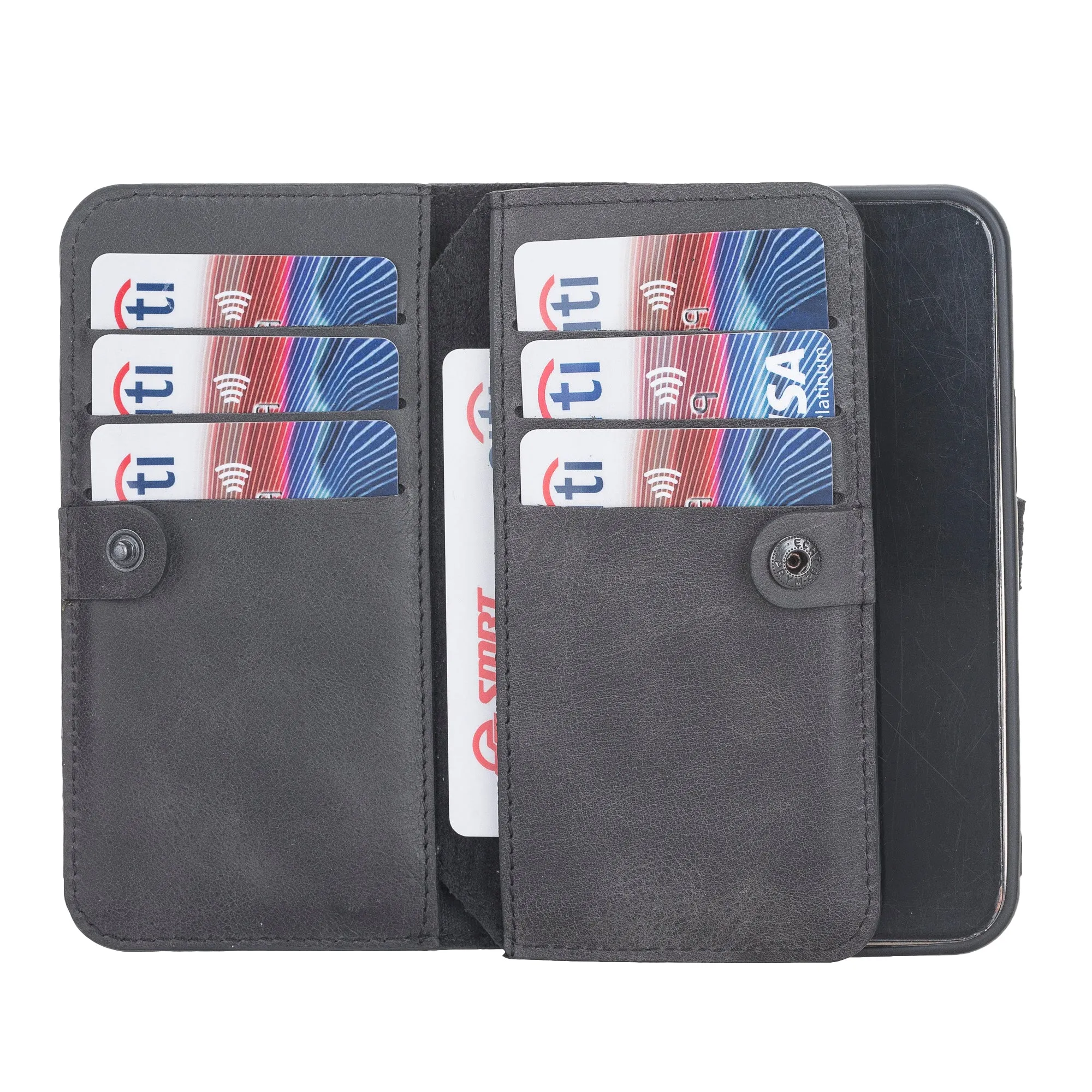 iPhone 12 Leather Dual Fold Phone Wallet Case