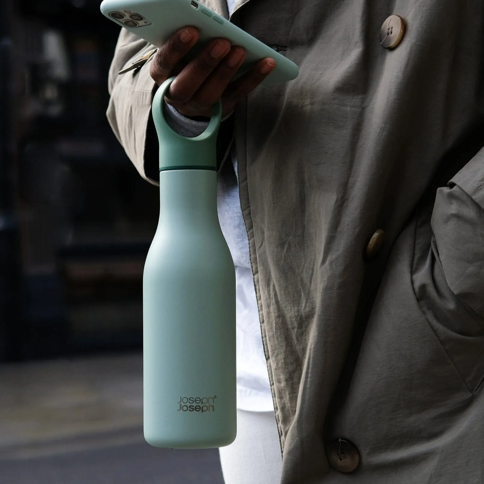 Joseph Joseph Loop 500ml Stainless-steel Vacuum Insulated Water Bottle Green