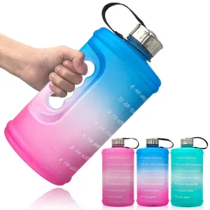Large Motivational Water Bottle with Time Marker BPA Free Plastic for Fitness, Gym, and Outdoor Sports