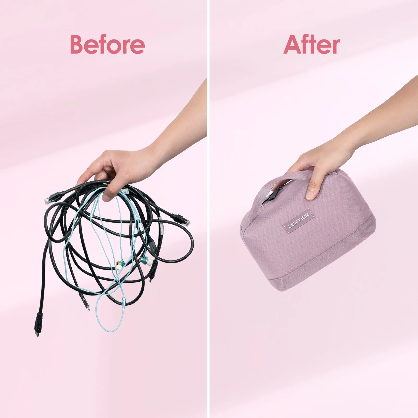 LENTION Electronics Organizer Travel Case Water-Resistant Tech Pouch for Cables Charger Phone & Accessories (PCB-M372)