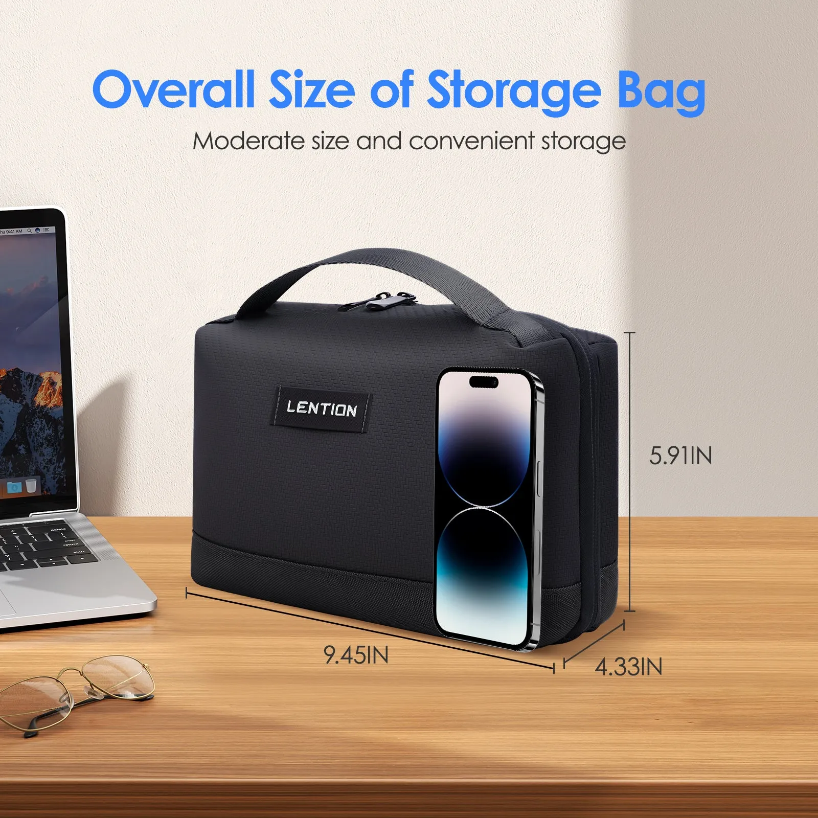 LENTION Electronics Organizer Travel Case Water-Resistant Tech Pouch for Cables Charger Phone & Accessories (PCB-M372)