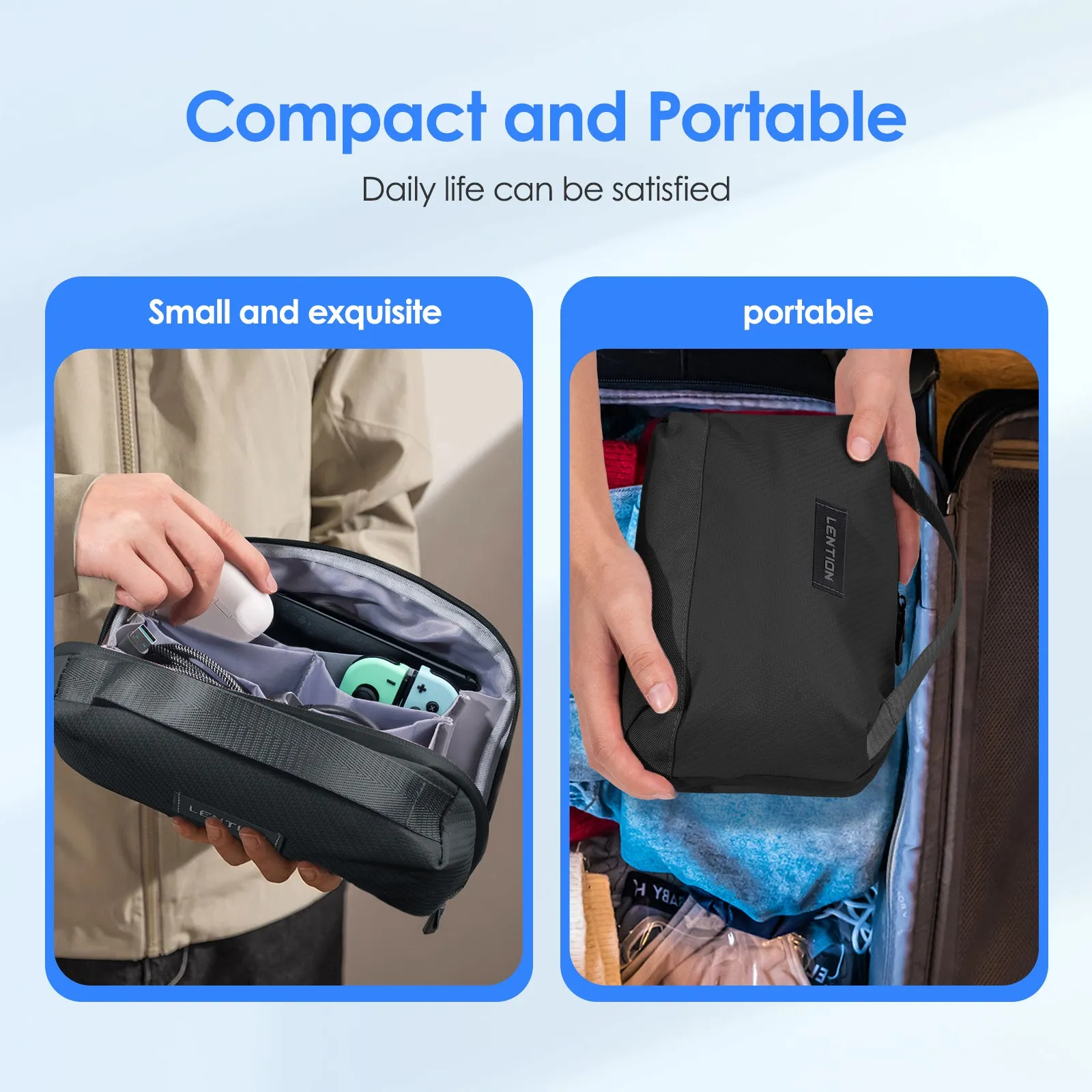 LENTION Electronics Organizer Travel Case Water-Resistant Tech Pouch for Cables Charger Phone & Accessories (PCB-M372)